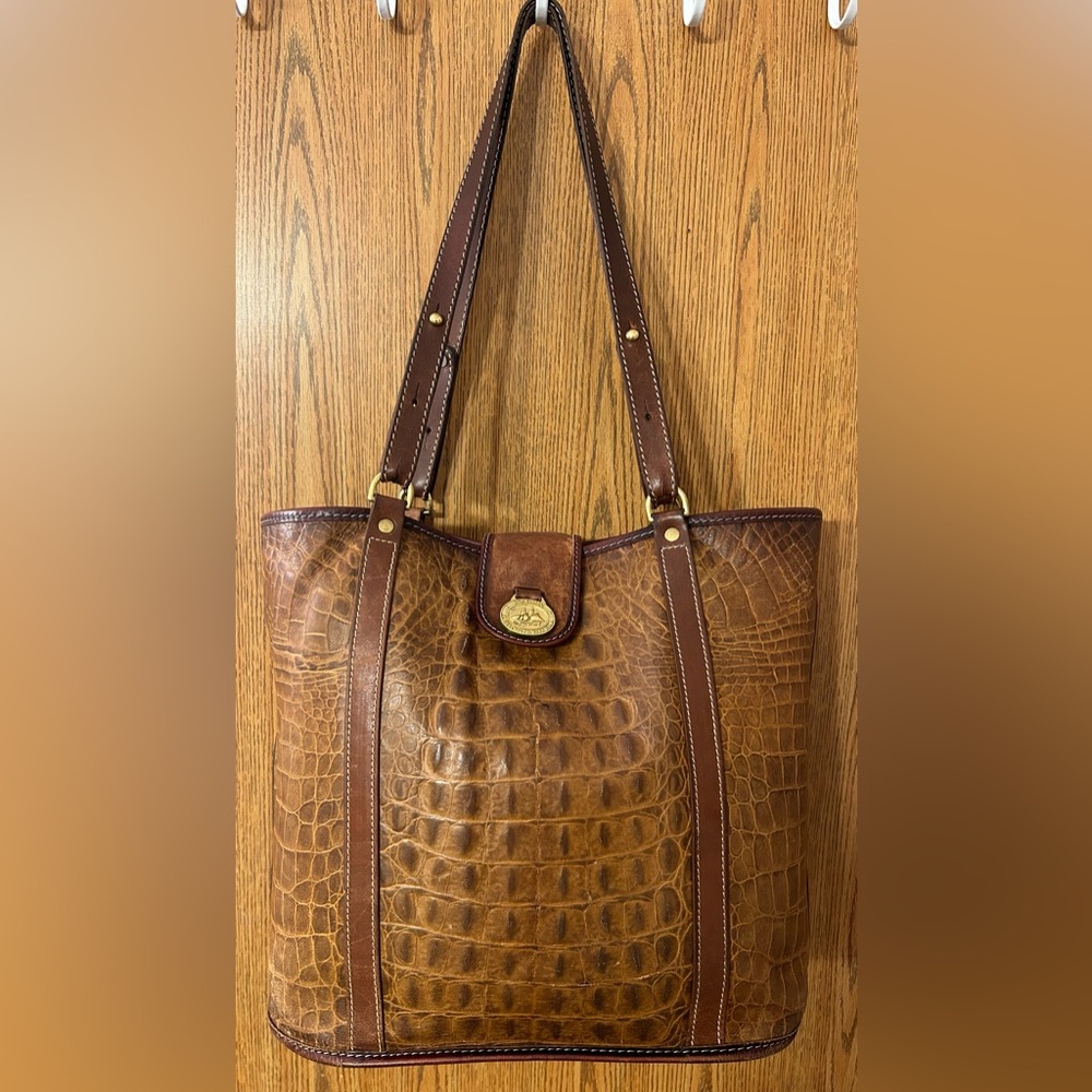Brahmin Convertible Croc Embossed Tote/Bucket Bag - Vintage - Picture 1 of 12